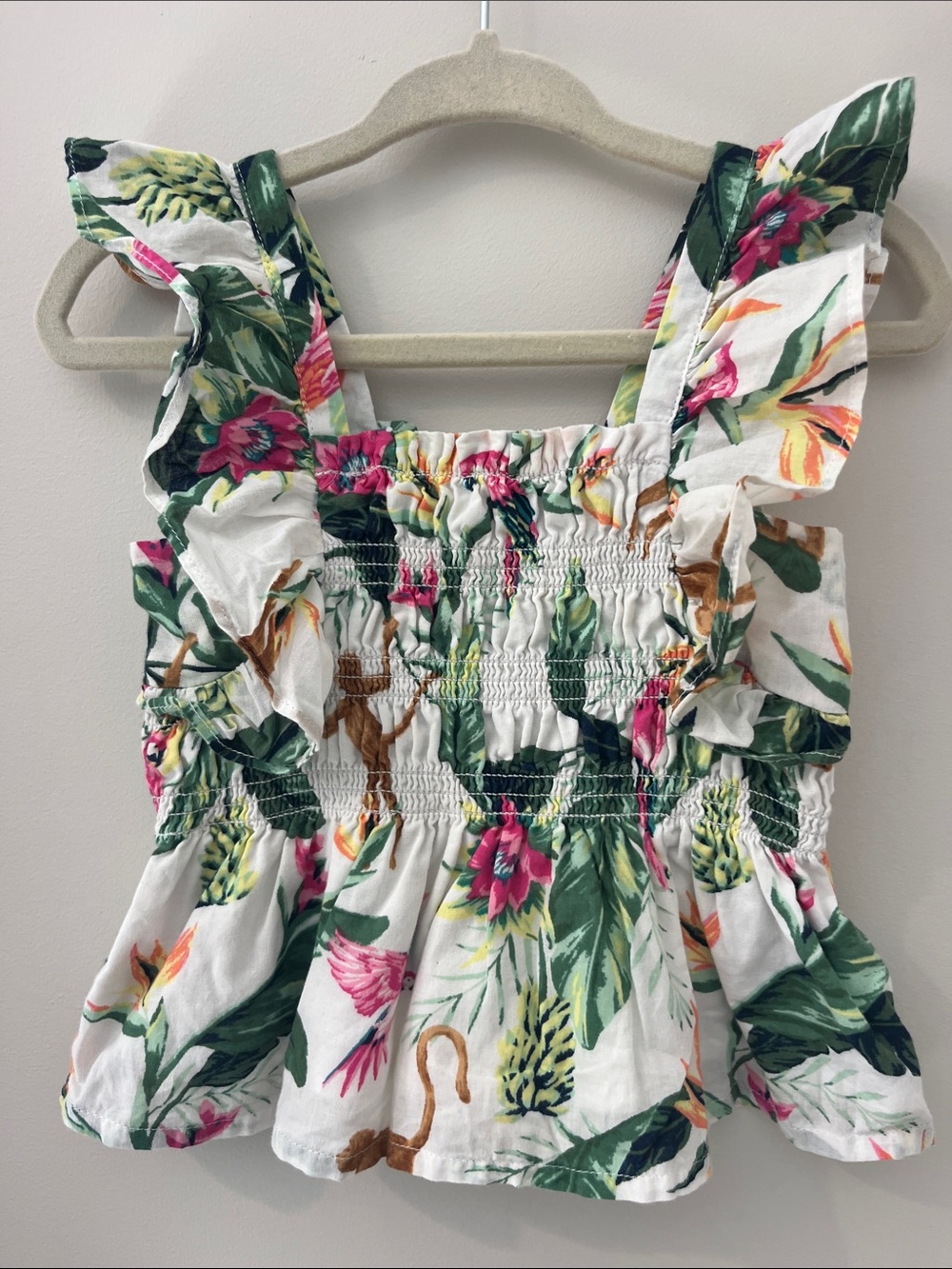 Janie and Jack White Tropical Floral Ruffled Camisole